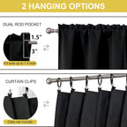 Black Valances for Windows, Small Blackout Curtains Kitchen Bedroom Living Room, Rod Pocket Privacy Modern Solid Short Window Treatment Valance Bathroom Panels, 60" Wx18 L,1 Piece 60"W x 18"L (Pack of