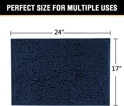 Navy Blue Bath Rug, Mat Non Slip Mats for Bathroom Floor, Rug Extra Thick Chenille 17" x 24" Absorbent Soft Shaggy Washable Dry Fast Plush Rugs Bathtubs