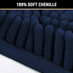 Navy Blue Bath Rug, Mat Non Slip Mats for Bathroom Floor, Rug Extra Thick Chenille 17" x 24" Absorbent Soft Shaggy Washable Dry Fast Plush Rugs Bathtubs