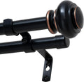 Double Curtain Rods for Windows 16.2 to 90.6 Inches 3/4 inch Diameter Adjustable Decorative Telescoping Rod with Brackets Heavy Duty Splicing Rods, Black 16.2"-90.6"