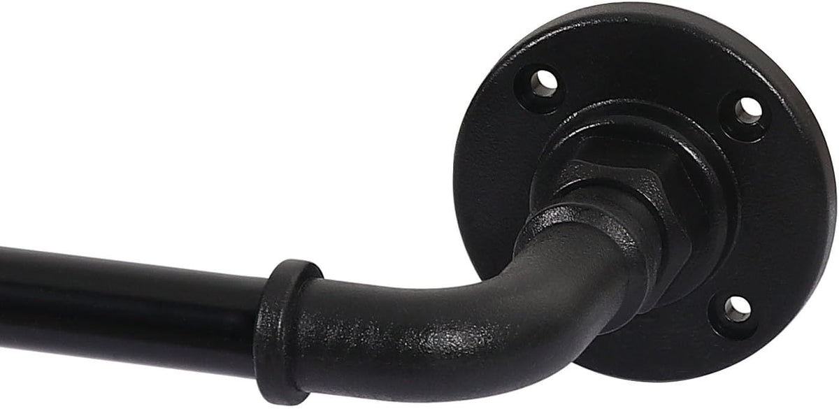 Wrap Around Curtain Rods for Windows 16.2 to 106.2 Inch, 3/4 Inch Diameter Industrial Telescoping Rod, Splicing Adjustable Indoor/Outdoor, Black 16.2"-106.2"