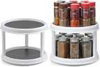 1 Pack 2 Tier Acrylic Clear Lazy Susan, 9.25inch + Pcak 10inch Plastic Susan -