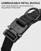 Tactical Dog Collar with Handle and Metal Buckle, Heavy Duty Padded Military 2 Patches for Training, Adjustable Large Dogs, Black, L Black