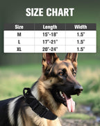 Tactical Dog Collar with Handle and Metal Buckle, Heavy Duty Padded Military 2 Patches for Training, Adjustable Large Dogs, Black, L Black