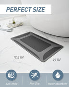 -Bath Rug-Quick Dry Absorbent Rubber Backed Thin Bathroom Rugs Fit Under Door-Bath Mats for Floor Mat in Front of Sink-Shower Rug 17"X27.5" Dark Grey 1'6" x 2'3" (Rectangular)