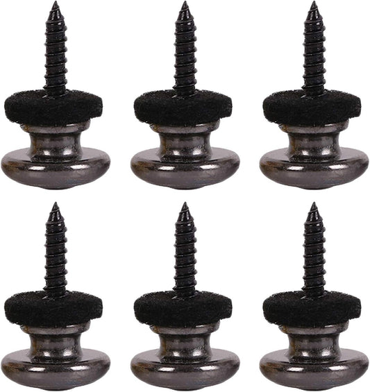 6 Pieces Mushrooms Head Guitar Strap Buttons Locks Chrome (Black) Black