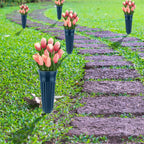 4 Pack Cemetery Vases with Spikes Headstone Vase for Graves Memorial Grave Site Decorations Floral Markers Flower Holder Plastic Hollow Drainage Hole (Classic Style) -