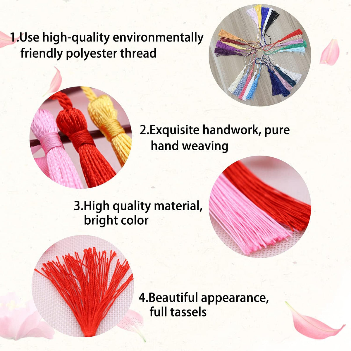 25 Pcs Handmade DIY Tassels 13cm/5 Inch Silky Soft Craft Mini for Projects, Jewelry Making, Decoration, Bookmarks (Multicolored) Multicolored