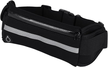 Running Belt Phone Holder, Waterproof Fanny Pack Runner Waist Bag with Earphone Hole Pouch for Gym Exercise(Black)