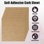 Biaungdo 10 Pcs Self Adhesive Cork Sheets, 4 X 4 Inch Cork Tile Sheet with Adhesive Backing, Square Insulation Sticky Backing Sheets for DIY Coasters, Craft Projects, Wedding Party, Wall Decor
