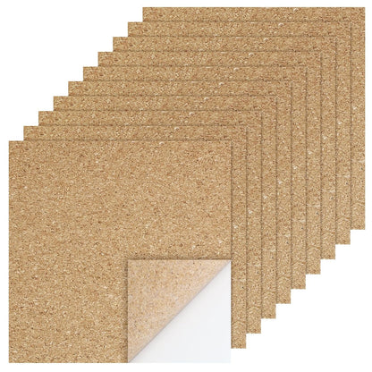 Biaungdo 10 Pcs Self Adhesive Cork Sheets, 4 X 4 Inch Cork Tile Sheet with Adhesive Backing, Square Insulation Sticky Backing Sheets for DIY Coasters, Craft Projects, Wedding Party, Wall Decor