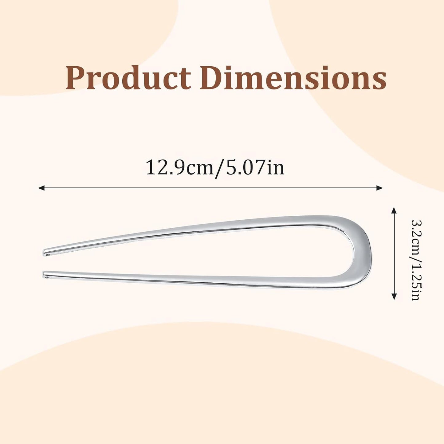 3Pcs rench Hair Pins or Women - Metal Hair orks or Elegant Bun, Twist & Chignon Hairstyle Accessories (U+Black+Gold+Sliver)