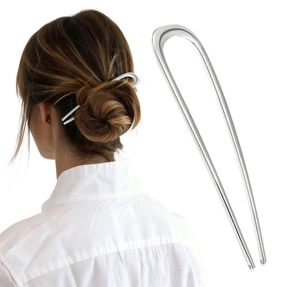 3Pcs rench Hair Pins or Women - Metal Hair orks or Elegant Bun, Twist & Chignon Hairstyle Accessories (U+Black+Gold+Sliver)