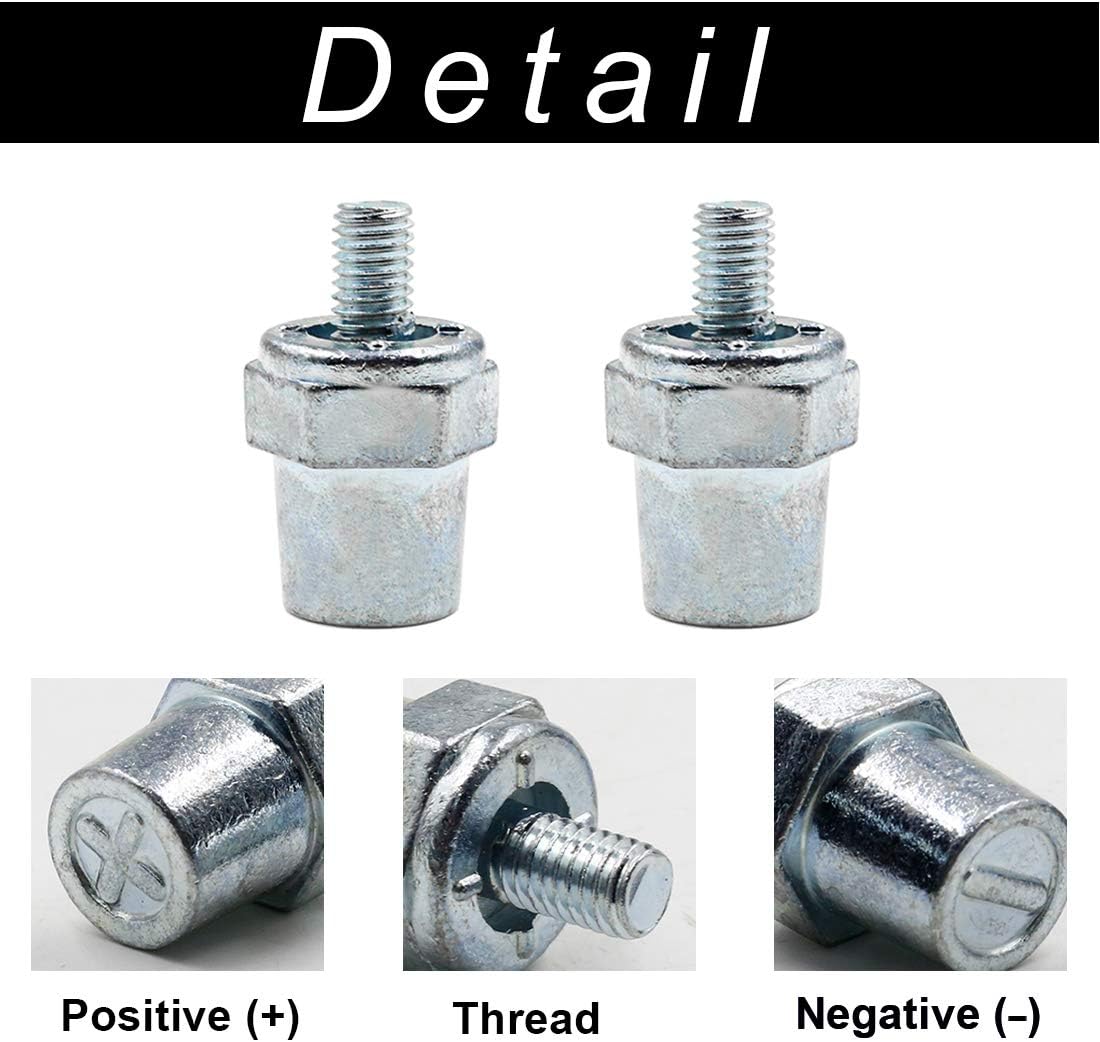 Biaungdo One Pair Zinc Alloy Battery Side Terminal Charging Posts Fit 8mm Positive (+) or Negative (-) Battery Cable terminals