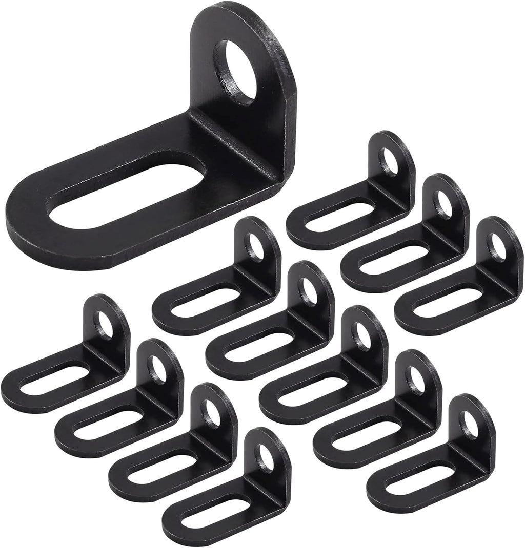 Biaungdo 18x18x33mm/0.7"x0.7"x1.3" Adjustable Right Angle Brackets L-Shape Corner Brace Support Black- (30 Pcs)