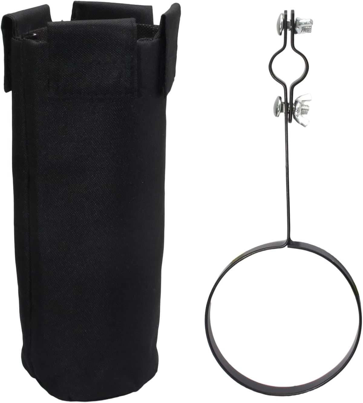 Biaungdo Drum Stick Holder for Drum Set, Removable Nylon Drumstick Bag Holder with Clamp-On Lockable Aluminum Clamp for Drumsticks Mallets, Up to 10 Pairs of Sticks