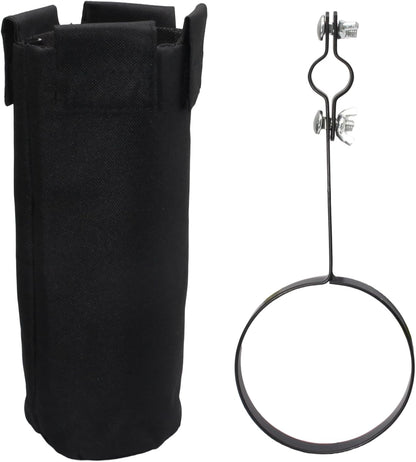 Biaungdo Drum Stick Holder for Drum Set, Removable Nylon Drumstick Bag Holder with Clamp-On Lockable Aluminum Clamp for Drumsticks Mallets, Up to 10 Pairs of Sticks