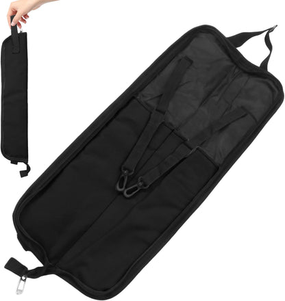 Biaungdo Drumstick Bag, Black Portable Drum Stick Bag, Small Drumstick Case Holder for Drum Mallets and Percussion Sticks