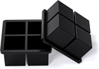 Bangp Large Ice Cube Tray for Whiskey,Silicone Ice Cube Trays 2 Pack,Large Ice Cube Molds with Leak Proof Removable Lid,Square Ice Cube Tray for Whiskey and Cocktail