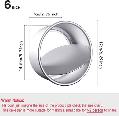 6 Inch Cake Pan Round, Small Cheesecake Pan with Removable Bottom, Chiffon Cake Mold Anodized Aluminum Baking Pan