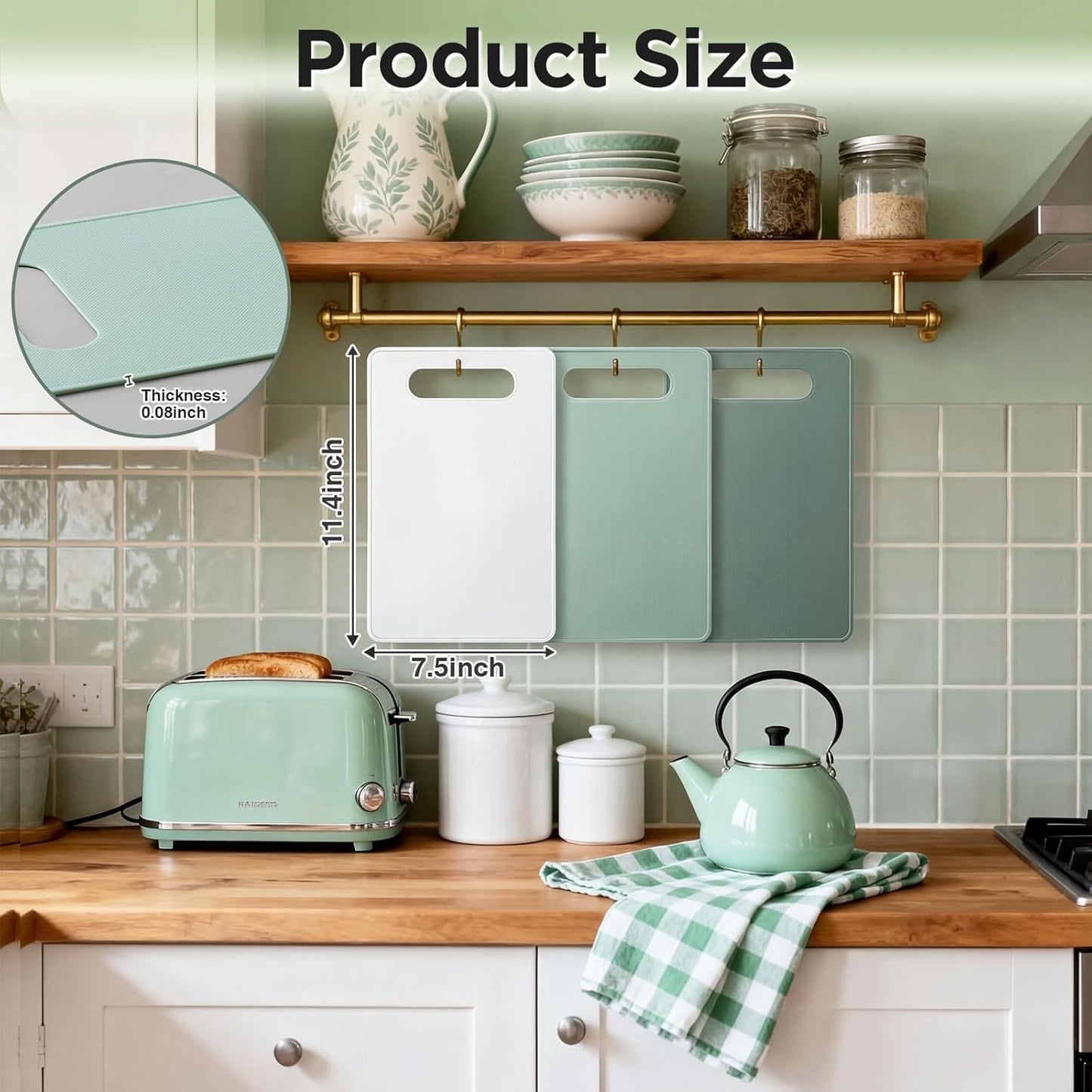 3 Pcs Small Cutting Boards for Small Kitchen, Thin Plastic Cutting Board Set with Easy Grip Handle, Space Saving Colorful Boards for Apartment, RV, Meat, Vegetables