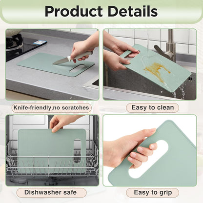 3 Pcs Small Cutting Boards for Small Kitchen, Thin Plastic Cutting Board Set with Easy Grip Handle, Space Saving Colorful Boards for Apartment, RV, Meat, Vegetables