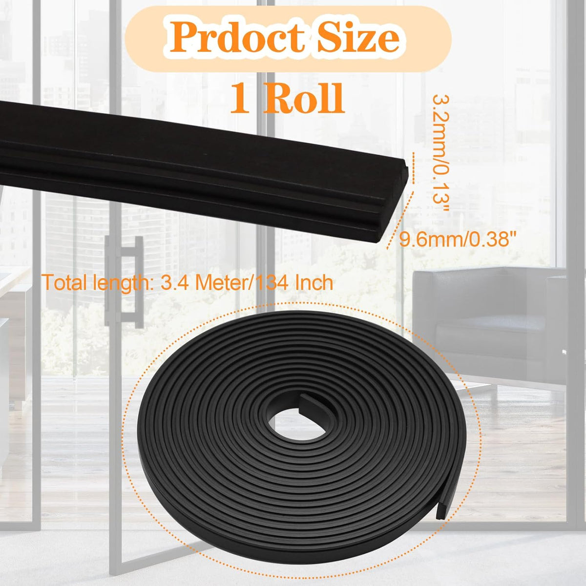 Biaungdo 134 Inch Flexible Shower Door Magnetic Strip, 1 Roll Insert Shower Door Replacement Seal Strip Waterproof Long Shower Door Strip for Framed Semi Framed Swinging Glass Shower Doors, Black
