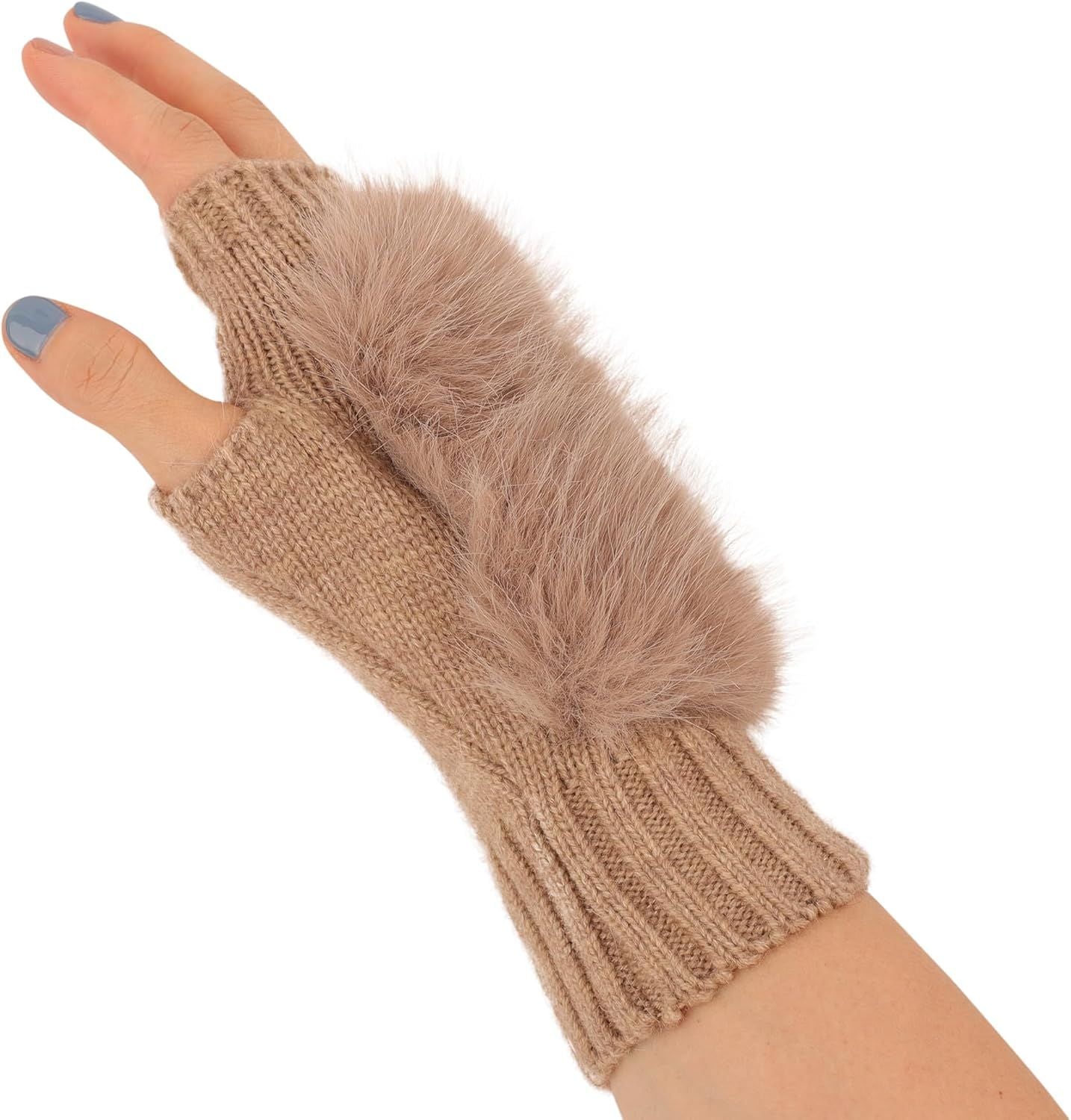 Women Wool Knit ingerless Gloves urry Mittens Wrist Warmers