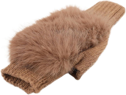 Women Wool Knit ingerless Gloves urry Mittens Wrist Warmers