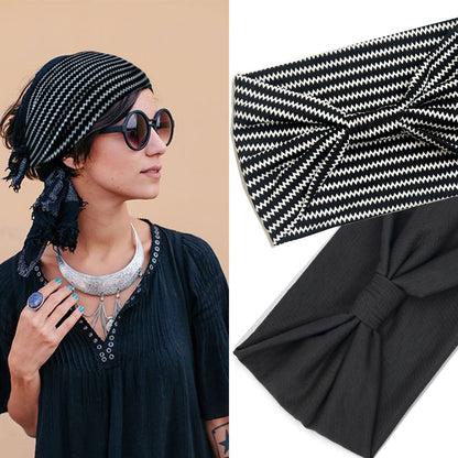 Wide Headbands or Women, Neutral Knotted Head Wraps Turbans, Large Arican Style Head Bands Hair Accessories, 6 Pack