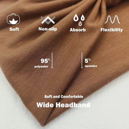 Wide Headbands or Women, Neutral Knotted Head Wraps Turbans, Large Arican Style Head Bands Hair Accessories, 6 Pack