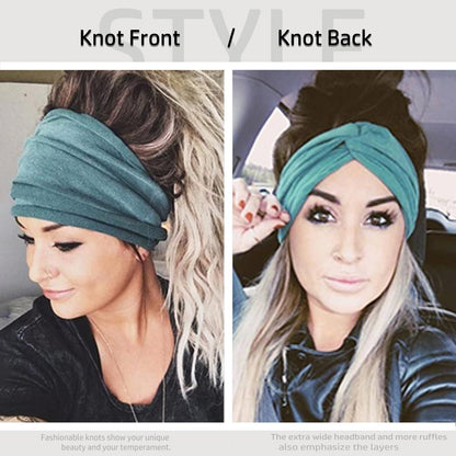 Extra Wide Headbands or Women Non-Slip, 7'' Large Twist Knotted Stretchy Wraps Head Bands Hair Accessories, 4 Pack, Black