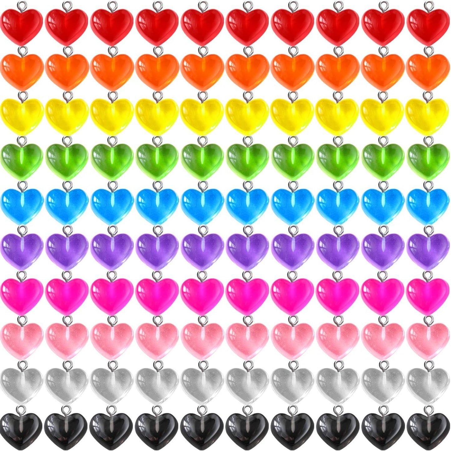Heart Charms Pendant Colorul Love Heart Candy Keychains Charm Necklace Earring Pendant or DIY Jewelry Crats Supplies