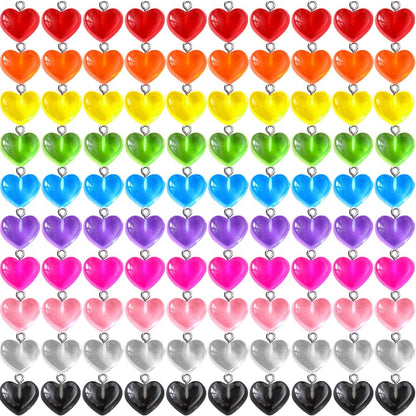 Heart Charms Pendant Colorul Love Heart Candy Keychains Charm Necklace Earring Pendant or DIY Jewelry Crats Supplies