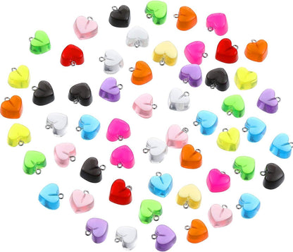Heart Charms Pendant Colorul Love Heart Candy Keychains Charm Necklace Earring Pendant or DIY Jewelry Crats Supplies