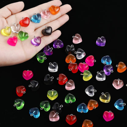 Heart Charms Pendant Colorul Love Heart Candy Keychains Charm Necklace Earring Pendant or DIY Jewelry Crats Supplies