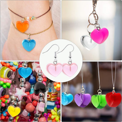Heart Charms Pendant Colorul Love Heart Candy Keychains Charm Necklace Earring Pendant or DIY Jewelry Crats Supplies