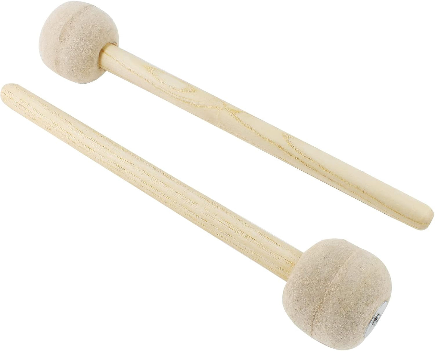 Biaungdo 2 Pack Drum Mallet, 13" Wool Felt Drum Stick, Bass Drum Mallet Drum Stick, Anti-slip Bass Percussion Sticks, Beige