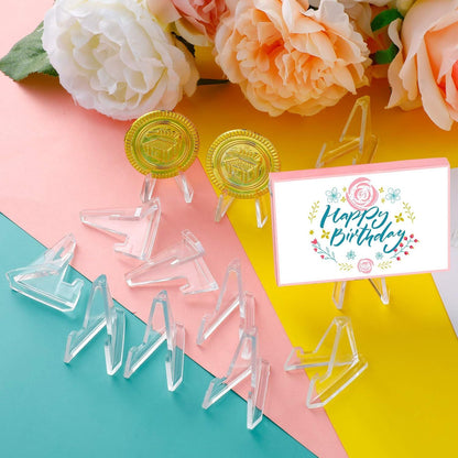 45 Pieces Coin Stand Mini Acrylic Easel Stands Coin Display Easel Holder or Displaying Pocket Watches Capsules Challenge Medals, 1.4 Inch Tall