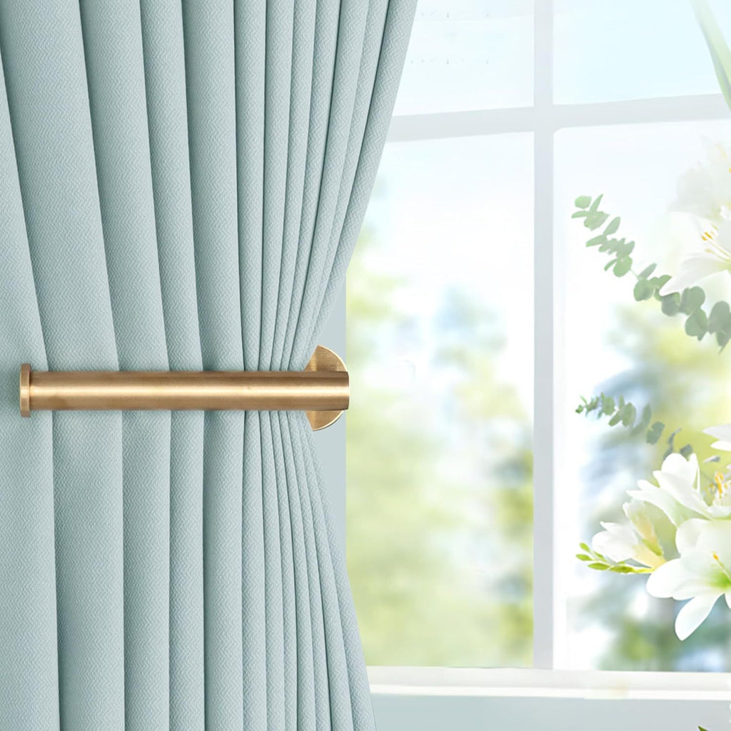 2 Pack Adhesive Curtain Holdbacks Curtain Tie Backs Curtain Holdbacks No Drill Curtain Pull Backs Adhesive Curtain Hooks Curtain Holders or Drapes (2, Gold)