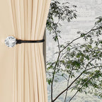 2 x Heavy Duty U Shaped Metal Curtain Holdbacks Curtain Tiebacks with Clear Crystal Ball Pull Backs Curtain Holders or Drapes (Black)