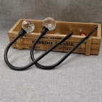 2 x Heavy Duty U Shaped Metal Curtain Holdbacks Curtain Tiebacks with Clear Crystal Ball Pull Backs Curtain Holders or Drapes (Black)