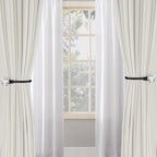 2 x Heavy Duty U Shaped Metal Curtain Holdbacks Curtain Tiebacks with Clear Crystal Ball Pull Backs Curtain Holders or Drapes (Black)