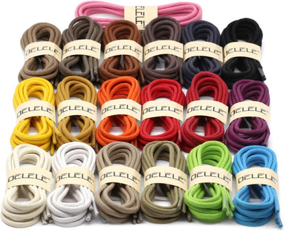 Round Cotton Waxed Shoelaces: 7/50 Inches Dress Shoe Laces or Boot 2 Pair