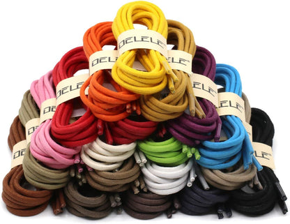 Round Cotton Waxed Shoelaces: 7/50 Inches Dress Shoe Laces or Boot 2 Pair
