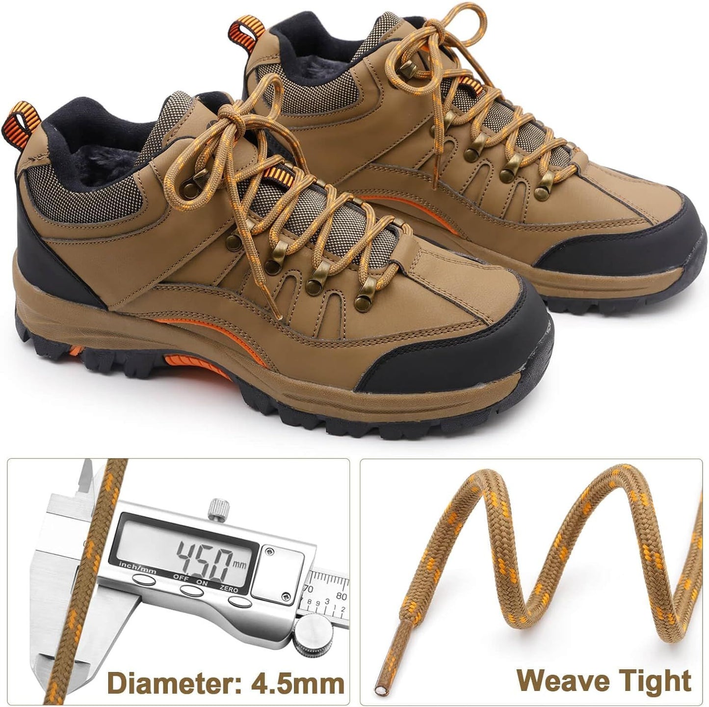 Round Work Boot Laces: Heavy Duty Hiking Shoe Laces or Boots 2 Pair