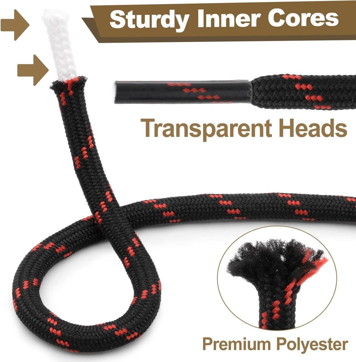Round Work Boot Laces: Heavy Duty Hiking Shoe Laces or Boots 2 Pair