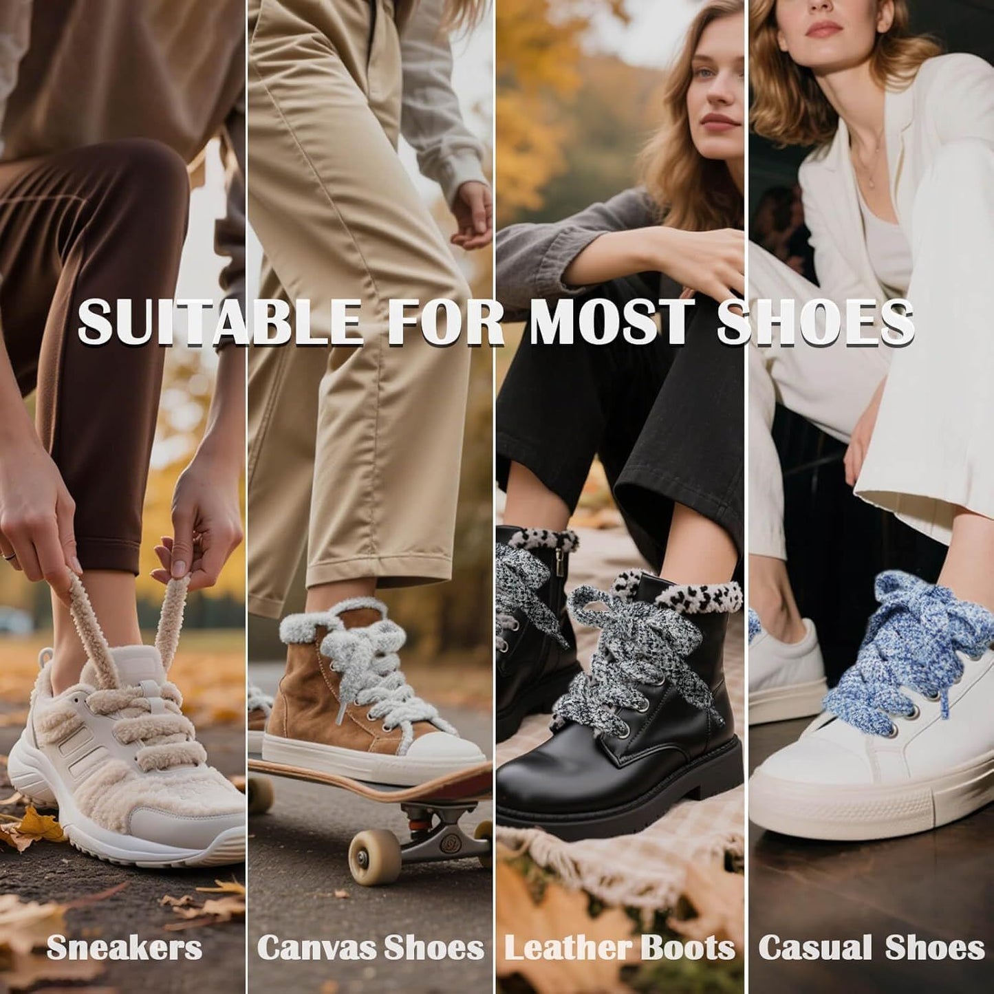 Sot lat uzzy Shoelaces: Wide Thick urry Shoe Laces or Sneakers 1 Pair