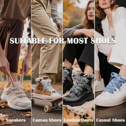 Sot lat uzzy Shoelaces: Wide Thick urry Shoe Laces or Sneakers 1 Pair