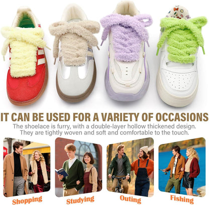 Sot lat uzzy Shoelaces: Wide Thick urry Shoe Laces or Sneakers 1 Pair